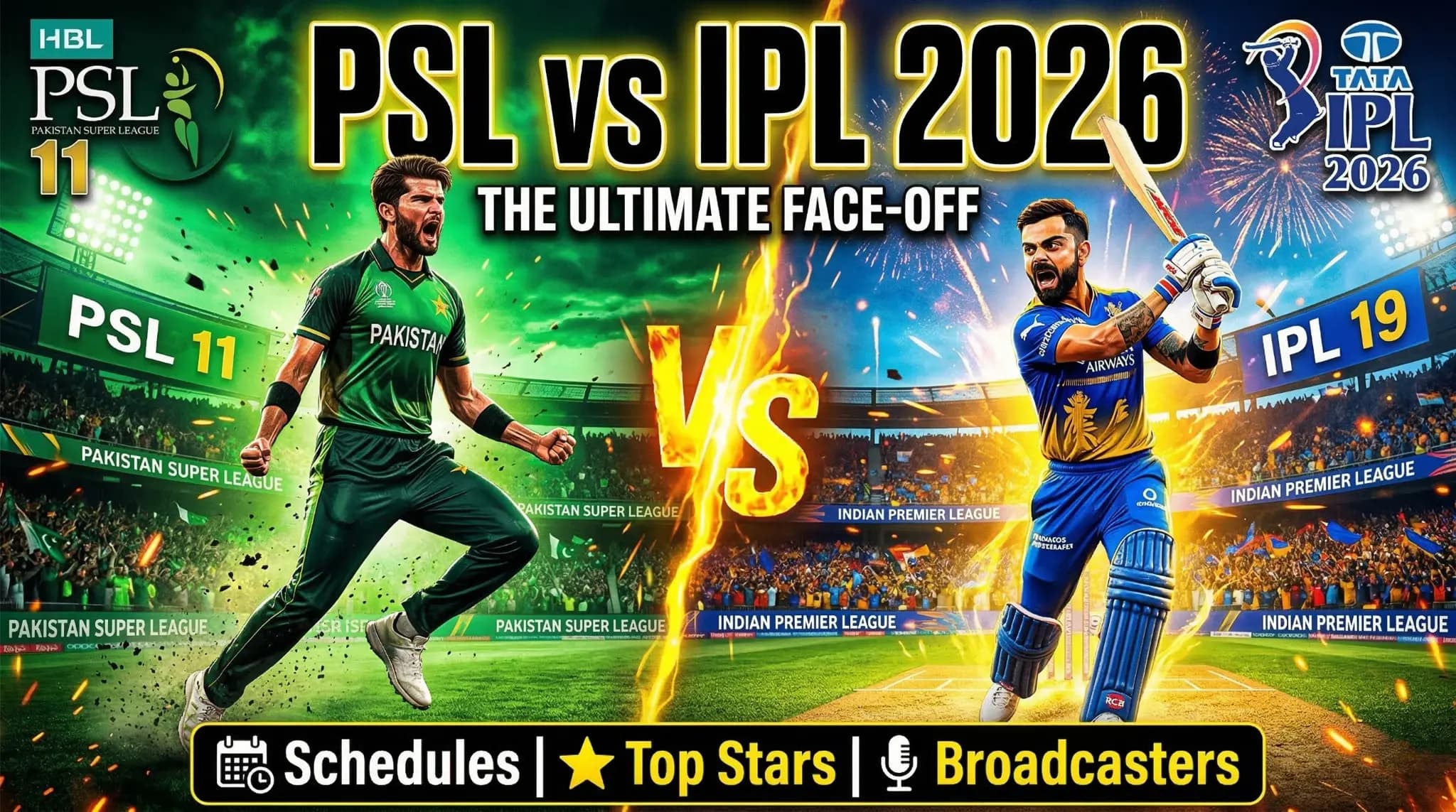 PSL 2026 vs IPL 2026: Schedule, Teams, Highest Paid Players & Broadcasters