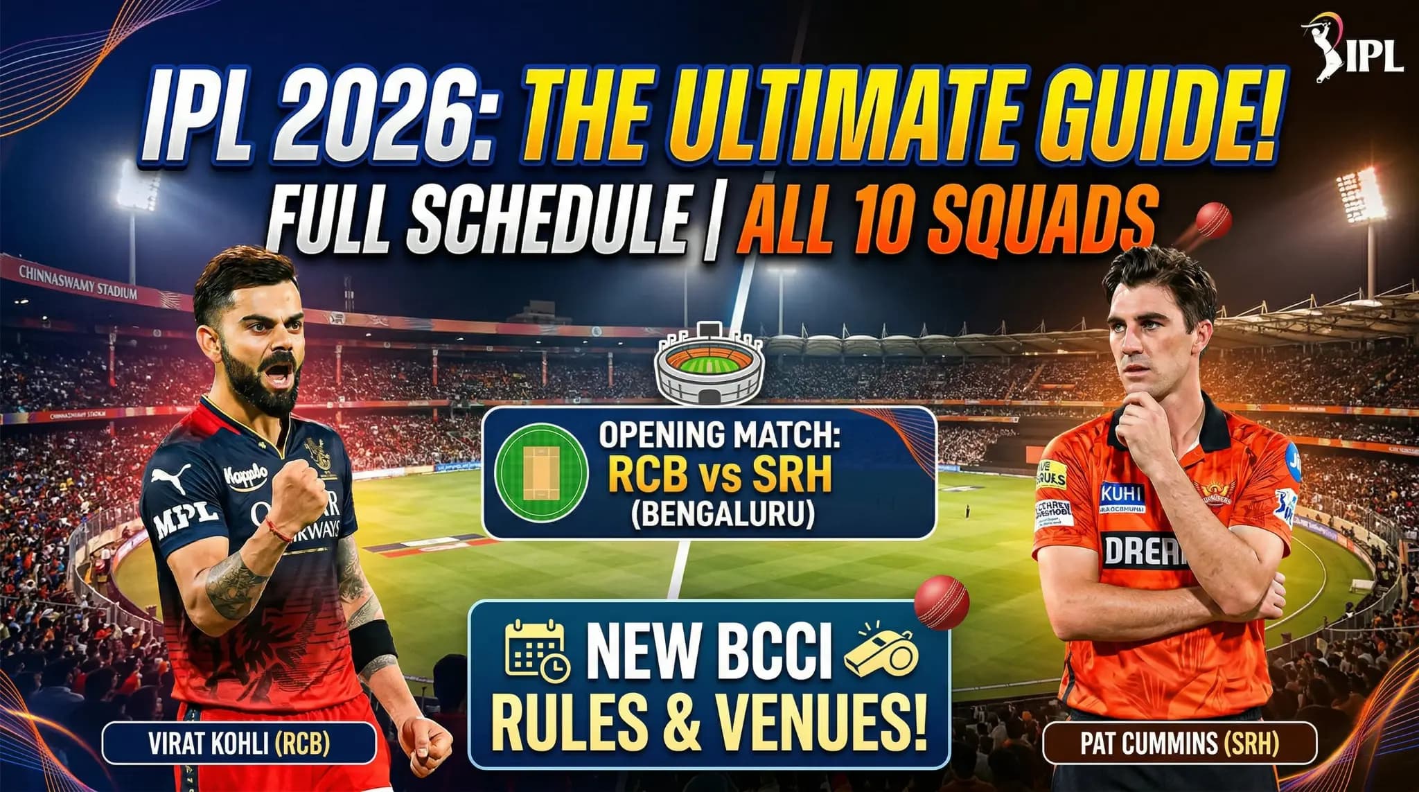 IPL 2026: Full Schedule, New Rules, Squads, and Venue Guide